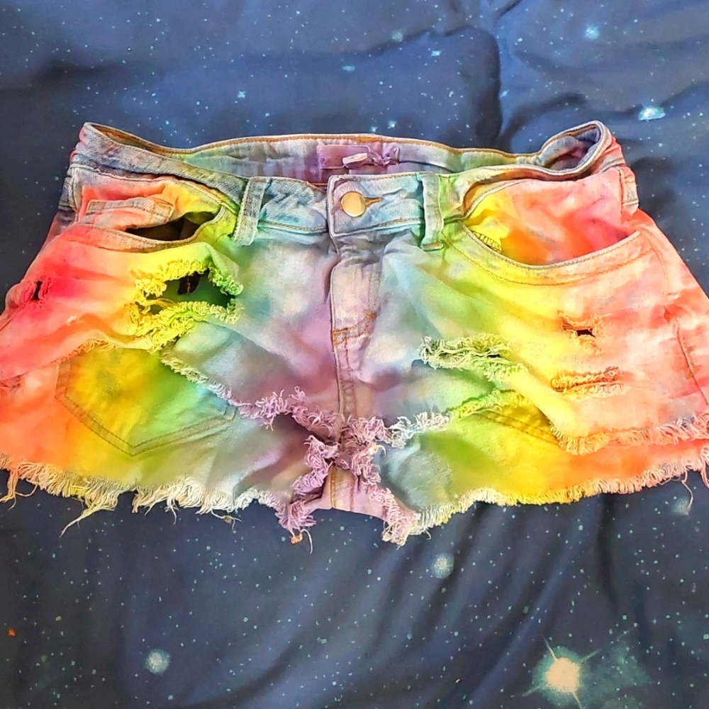Distressed Rainbow Shorts